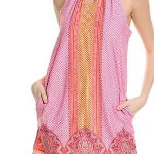 NWT Cabana Life Boca Raton Sleeveless Pink Orange Shift Dress Medium UPF 50 Swim
